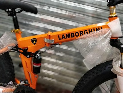 Folding Fat Tyre Adventure Sports Mountain Bicycle with 21 Shimano Gears LAMBORGHINI (Orange)